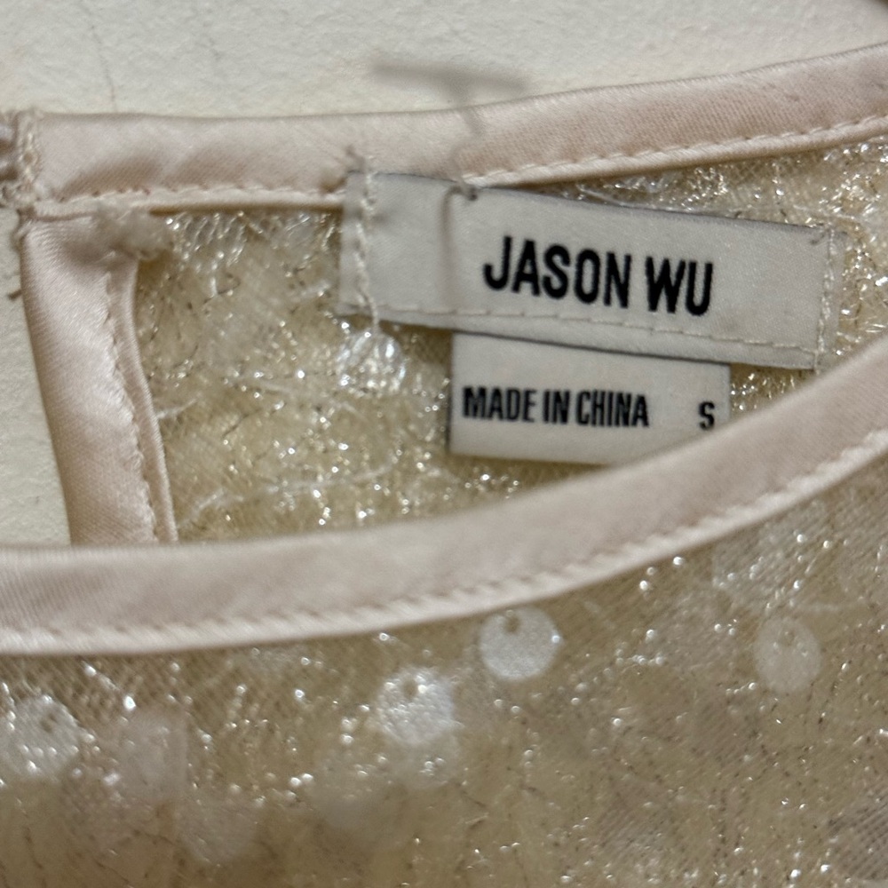 Nwt Jason Wu Ivory Crop Sequin Top, Size Small - image 3